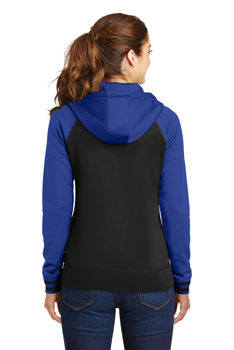 Load image into Gallery viewer, Sport-Tek Women&#39;s Sport-Wick Varsity Fleece Full-Zip Hooded Jacket. LST236
