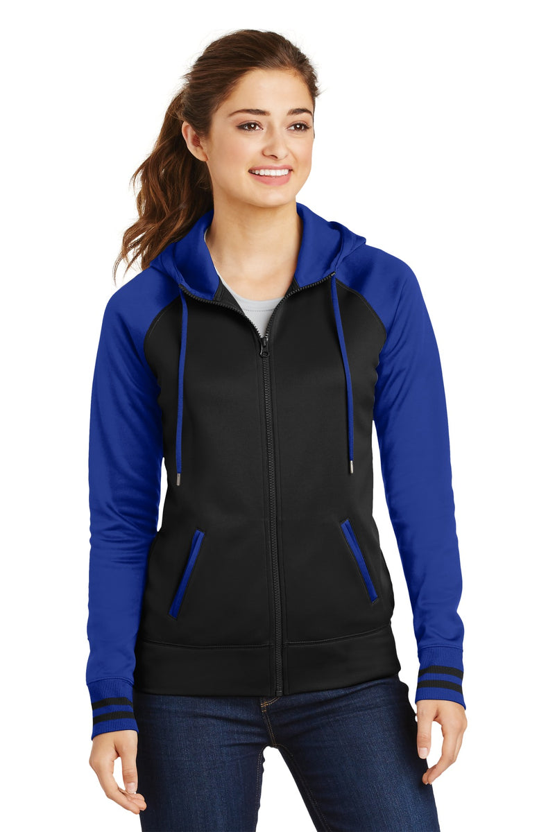 Load image into Gallery viewer, Sport-Tek Women&#39;s Sport-Wick Varsity Fleece Full-Zip Hooded Jacket. LST236
