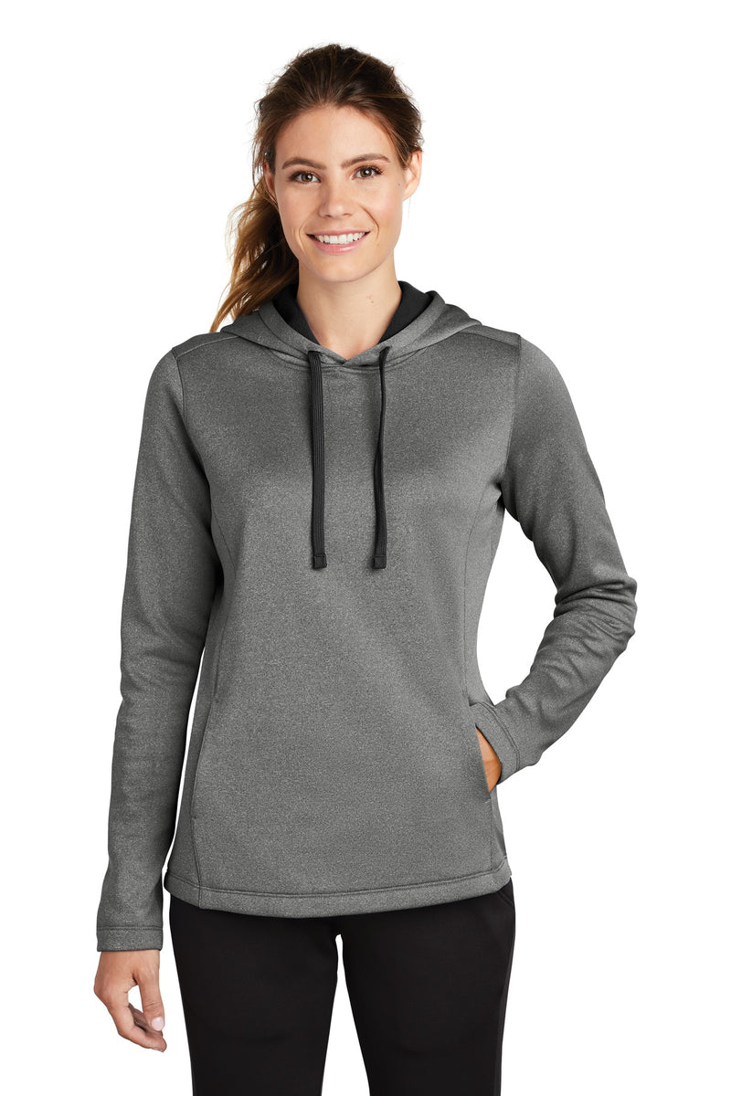 Load image into Gallery viewer, Sport-Tek  Women&#39;s PosiCharge  Sport-Wick  Heather Fleece Hooded Pullover. LST264
