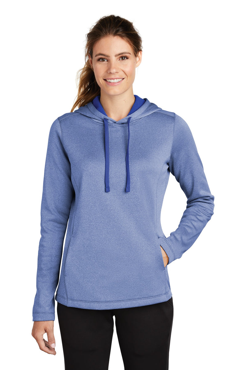 Load image into Gallery viewer, Sport-Tek  Women&#39;s PosiCharge  Sport-Wick  Heather Fleece Hooded Pullover. LST264

