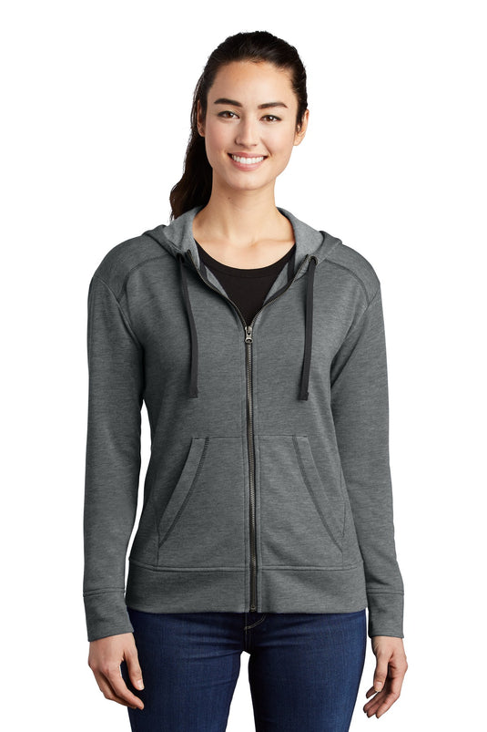 Sport-Tek  Women's PosiCharge  Tri-Blend Wicking Fleece Full-Zip Hooded Jacket LST293