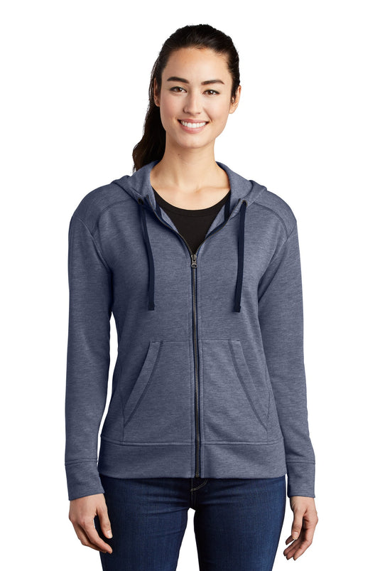 Sport-Tek  Women's PosiCharge  Tri-Blend Wicking Fleece Full-Zip Hooded Jacket LST293