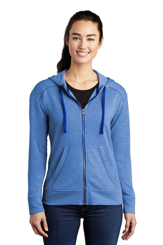 Sport-Tek  Women's PosiCharge  Tri-Blend Wicking Fleece Full-Zip Hooded Jacket LST293
