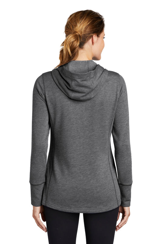 Sport-Tek  Women's PosiCharge  Tri-Blend Wicking Fleece Hooded Pullover. LST296