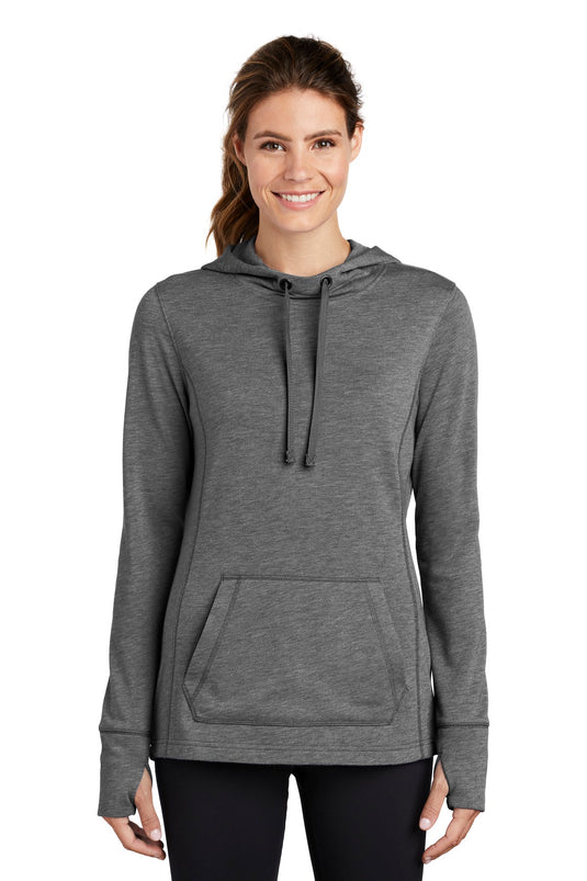 Sport-Tek  Women's PosiCharge  Tri-Blend Wicking Fleece Hooded Pullover. LST296