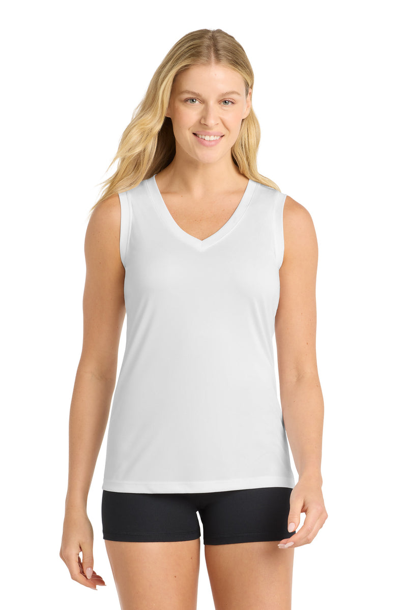 Load image into Gallery viewer, Sport-Tek Women&#39;s Sleeveless PosiCharge Competitor V-Neck Tee. LST352
