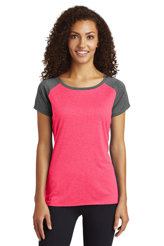 Sport-Tek  Women's Heather-On-Heather Contender  Scoop Neck Tee. LST362