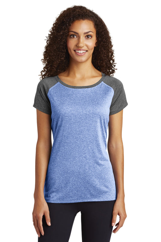 Sport-Tek  Women's Heather-On-Heather Contender  Scoop Neck Tee. LST362
