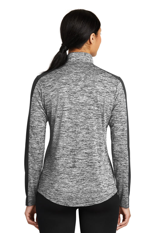 Sport-Tek Women's PosiCharge Electric Heather Colorblock 1/4-Zip Pullover. LST397