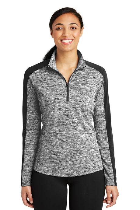 Sport-Tek Women's PosiCharge Electric Heather Colorblock 1/4-Zip Pullover. LST397