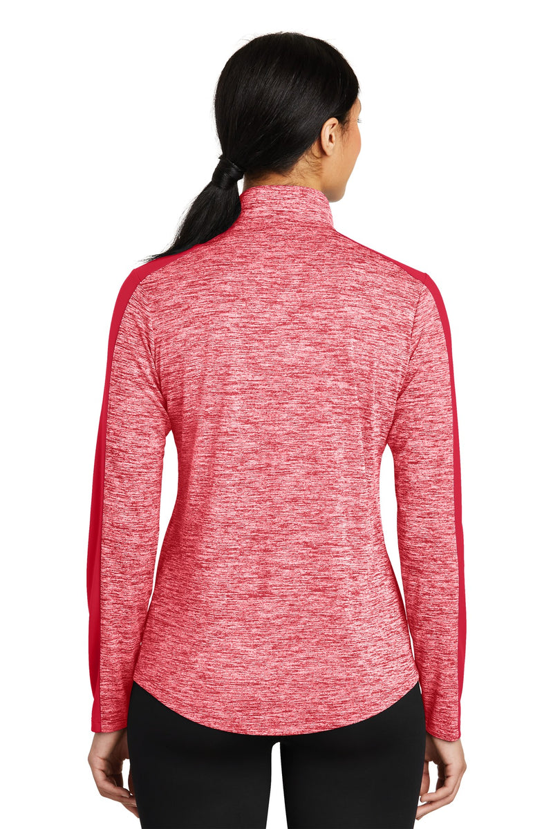 Load image into Gallery viewer, Sport-Tek Women&#39;s PosiCharge Electric Heather Colorblock 1/4-Zip Pullover. LST397
