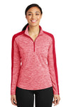 Sport-Tek Women's PosiCharge Electric Heather Colorblock 1/4-Zip Pullover. LST397