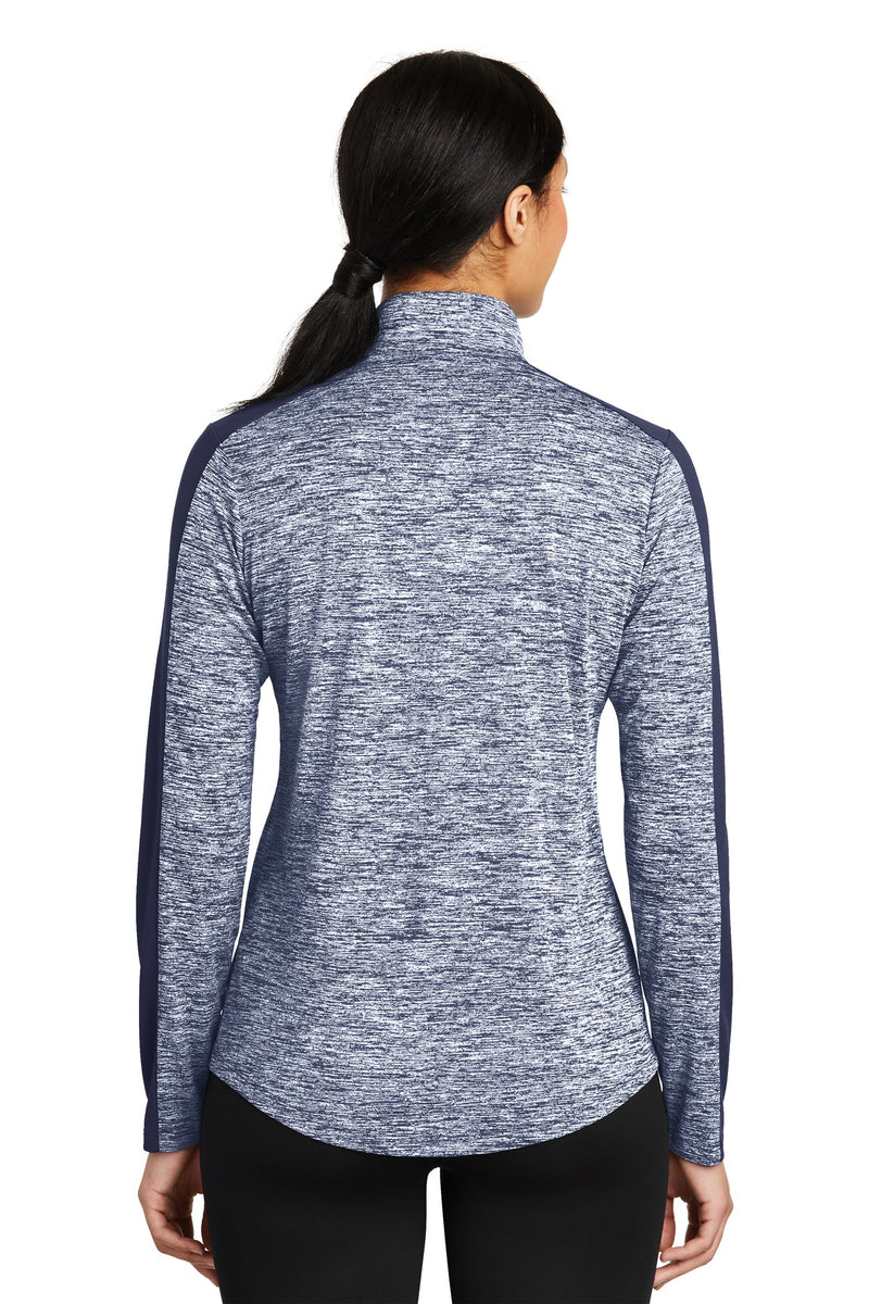 Load image into Gallery viewer, Sport-Tek Women&#39;s PosiCharge Electric Heather Colorblock 1/4-Zip Pullover. LST397
