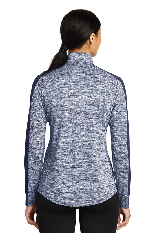 Sport-Tek Women's PosiCharge Electric Heather Colorblock 1/4-Zip Pullover. LST397