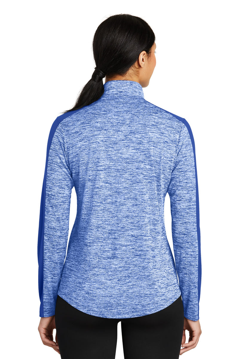 Load image into Gallery viewer, Sport-Tek Women&#39;s PosiCharge Electric Heather Colorblock 1/4-Zip Pullover. LST397
