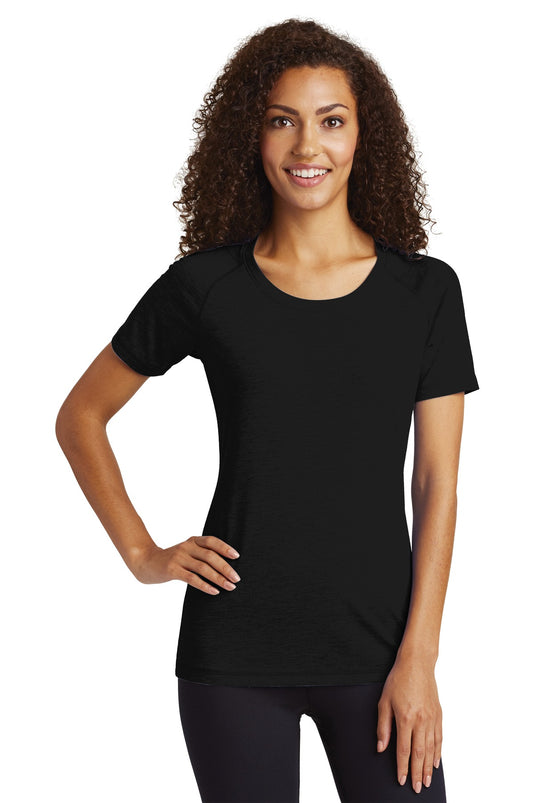 Sport-Tek  Women's PosiCharge  Tri-Blend Wicking Scoop Neck Raglan Tee. LST400