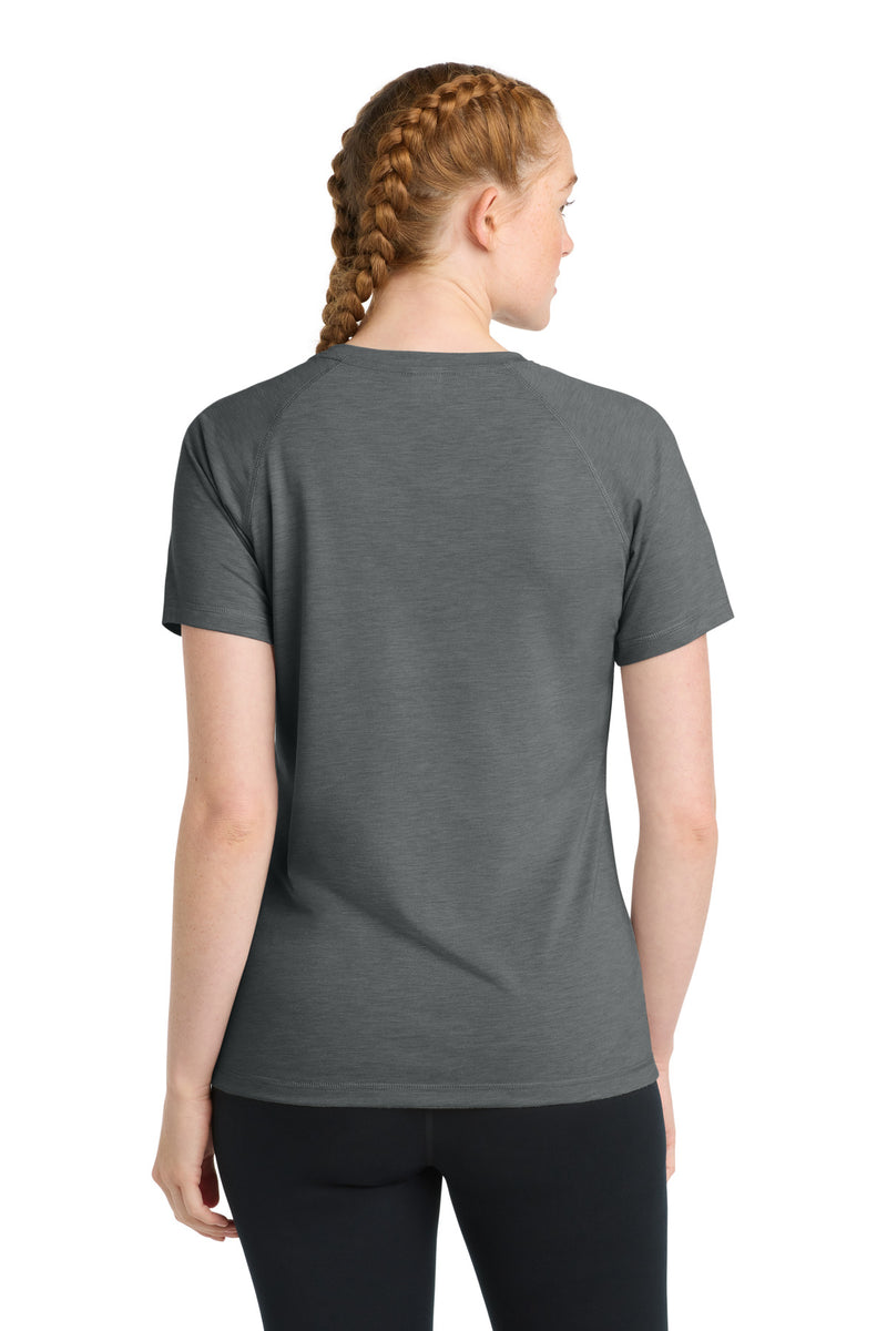 Load image into Gallery viewer, Sport-Tek  Women&#39;s PosiCharge  Tri-Blend Wicking Scoop Neck Raglan Tee. LST400

