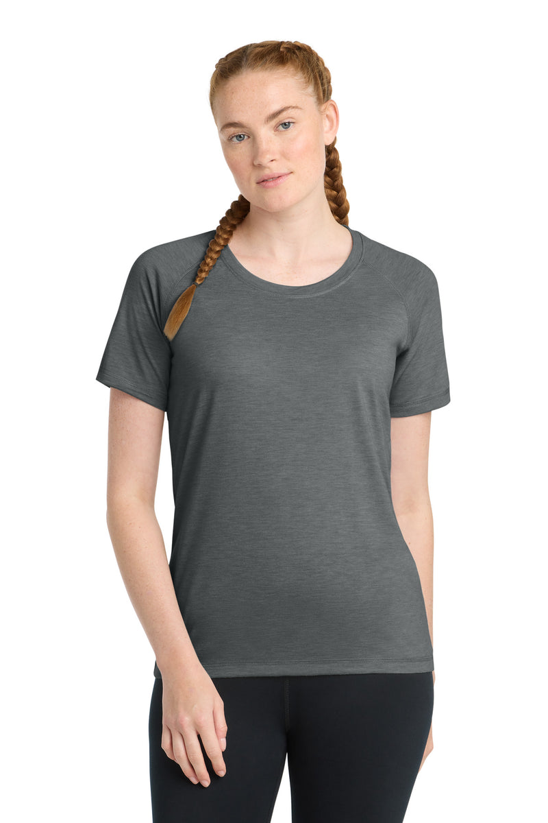 Load image into Gallery viewer, Sport-Tek  Women&#39;s PosiCharge  Tri-Blend Wicking Scoop Neck Raglan Tee. LST400
