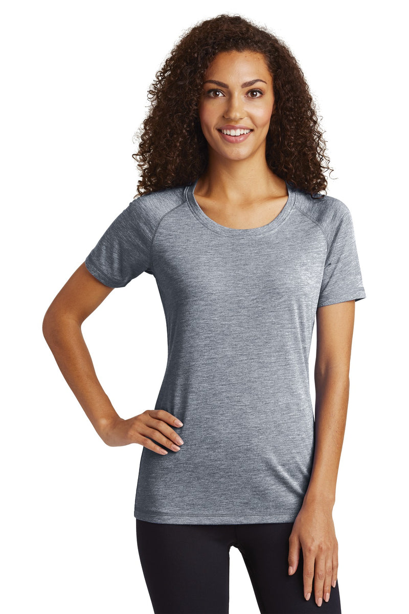 Load image into Gallery viewer, Sport-Tek  Women&#39;s PosiCharge  Tri-Blend Wicking Scoop Neck Raglan Tee. LST400
