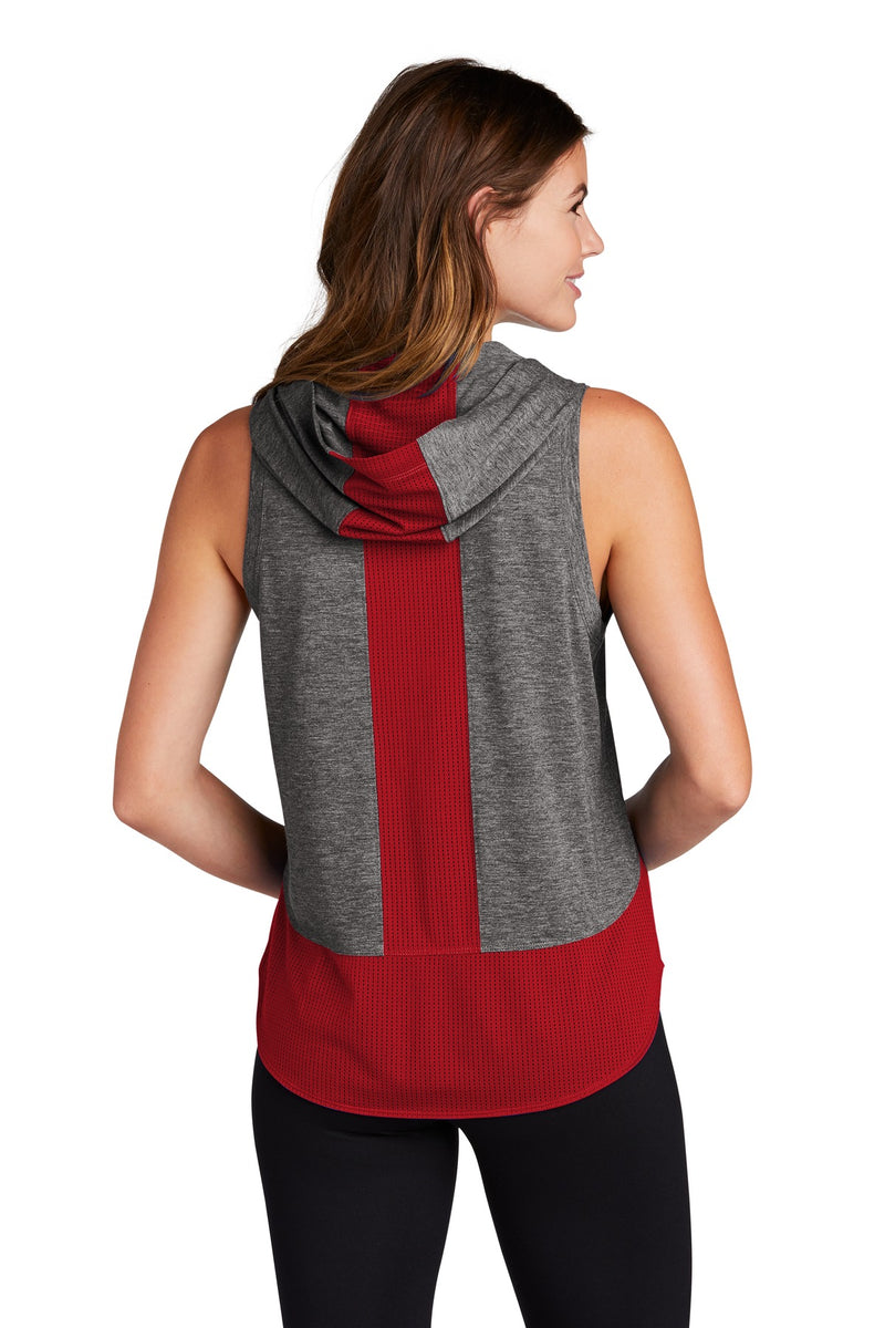 Load image into Gallery viewer, Sport-Tek  Women&#39;s PosiCharge  Tri-Blend Wicking Draft Hoodie Tank. LST410
