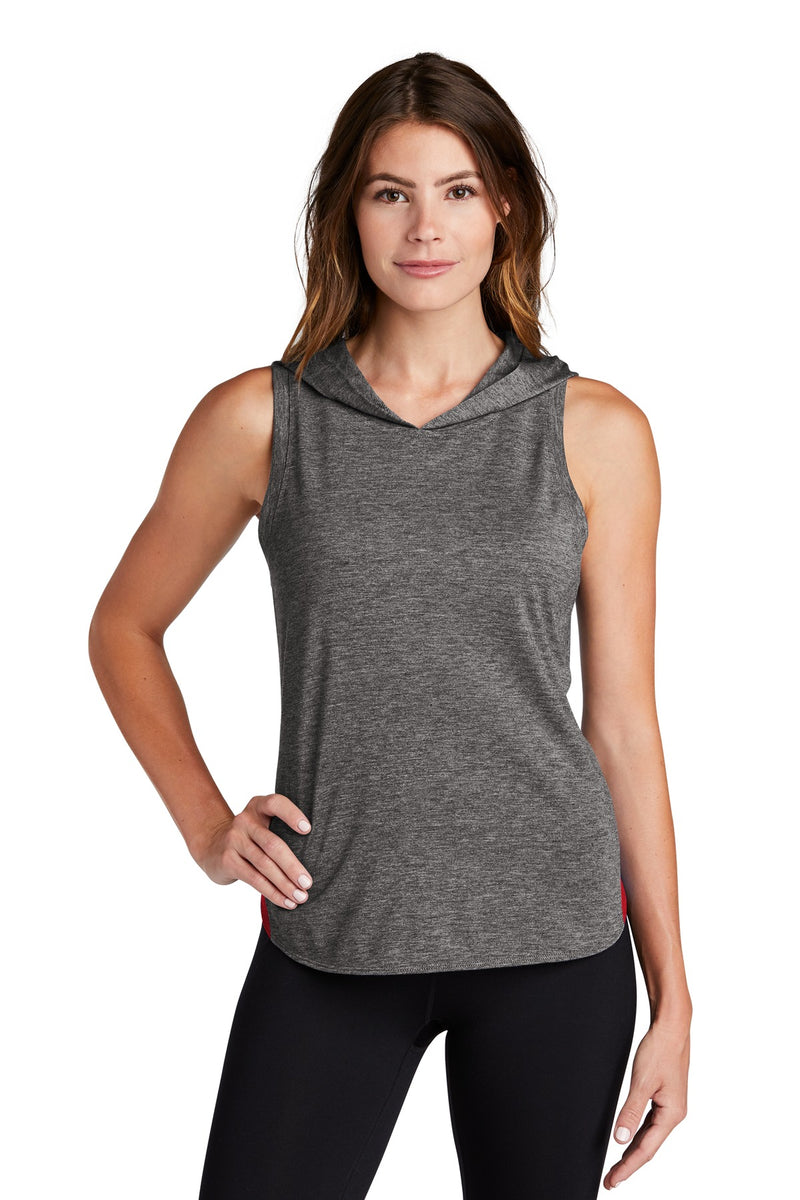 Load image into Gallery viewer, Sport-Tek  Women&#39;s PosiCharge  Tri-Blend Wicking Draft Hoodie Tank. LST410
