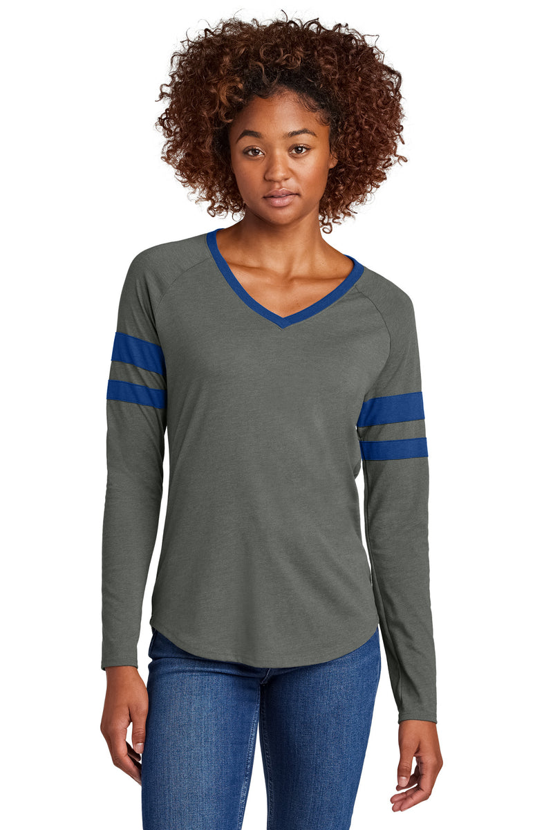 Load image into Gallery viewer, Sport-Tek Women&#39;s Halftime Stripe Long Sleeve V-Neck Tee LST6043
