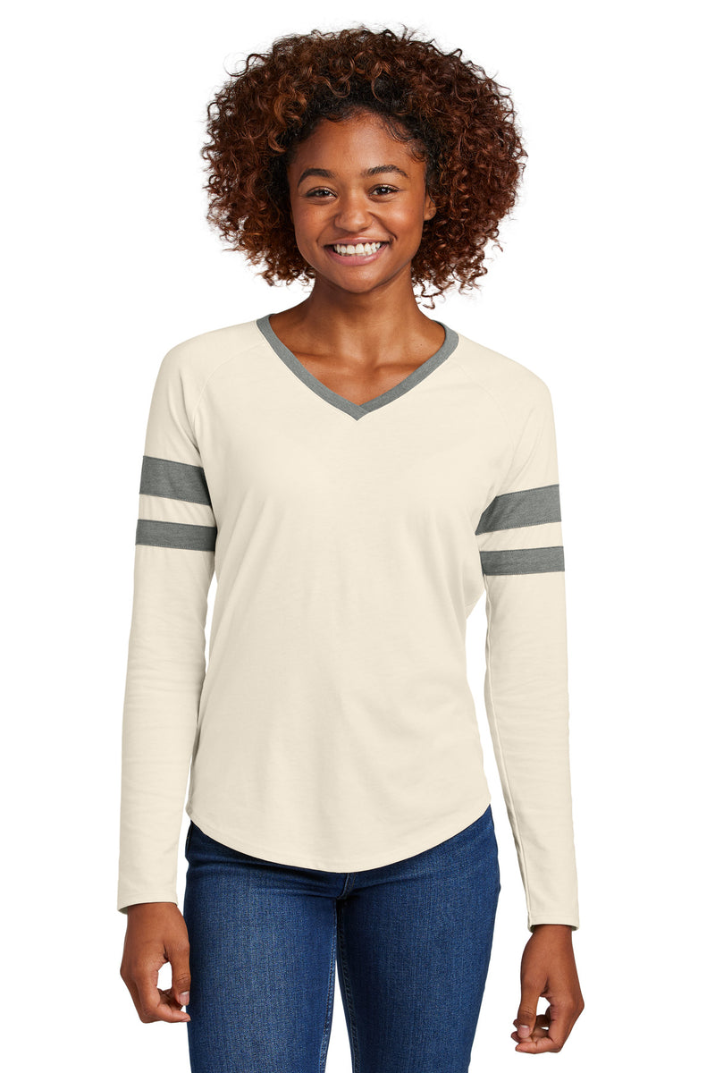 Load image into Gallery viewer, Sport-Tek Women&#39;s Halftime Stripe Long Sleeve V-Neck Tee LST6043
