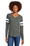Sport-Tek Women's Halftime Stripe Long Sleeve V-Neck Tee LST6043