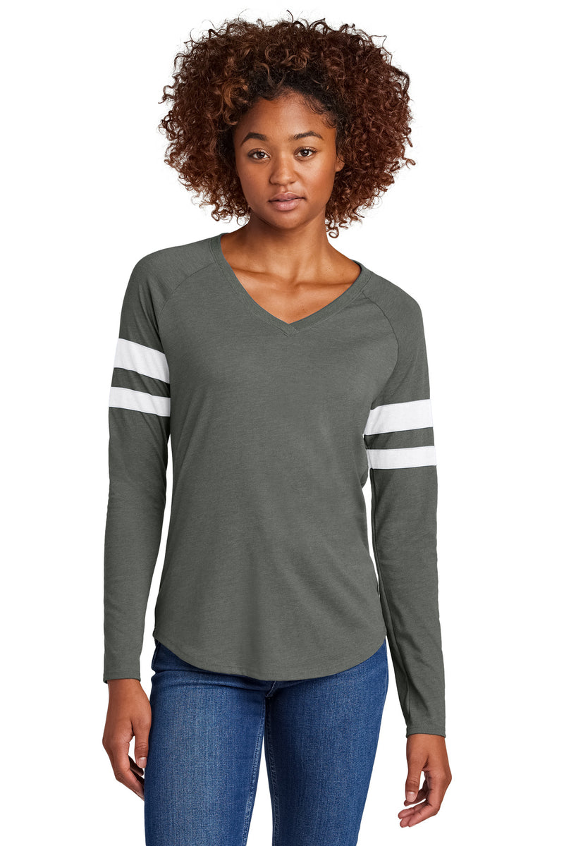 Load image into Gallery viewer, Sport-Tek Women&#39;s Halftime Stripe Long Sleeve V-Neck Tee LST6043
