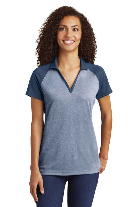 Sport-Tek  Women's PosiCharge  RacerMesh  Raglan Heather Block Polo. LST641