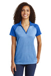 Sport-Tek  Women's PosiCharge  RacerMesh  Raglan Heather Block Polo. LST641