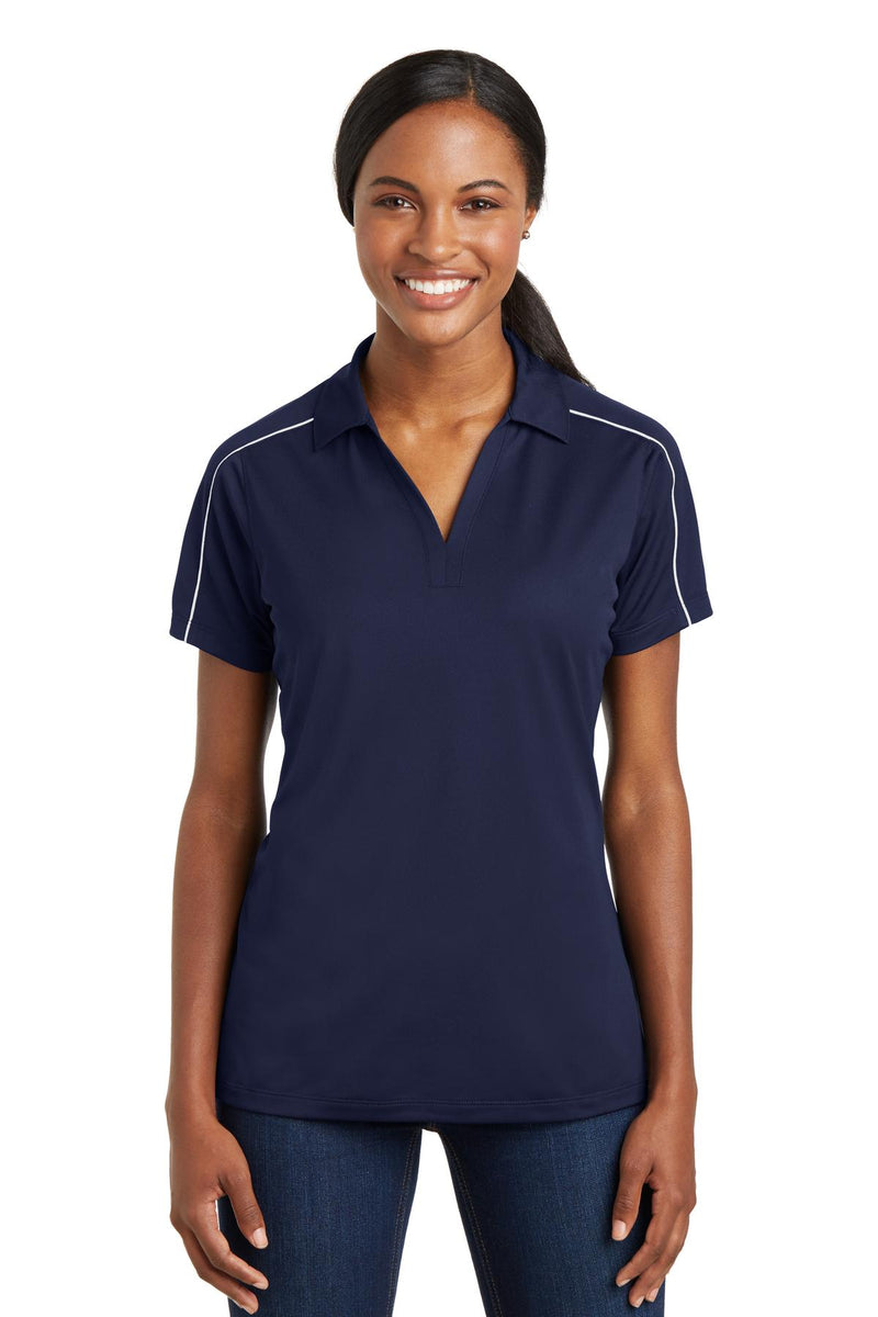 Load image into Gallery viewer, Sport-Tek Women&#39;s Micropique Sport-Wick Piped Polo. LST653
