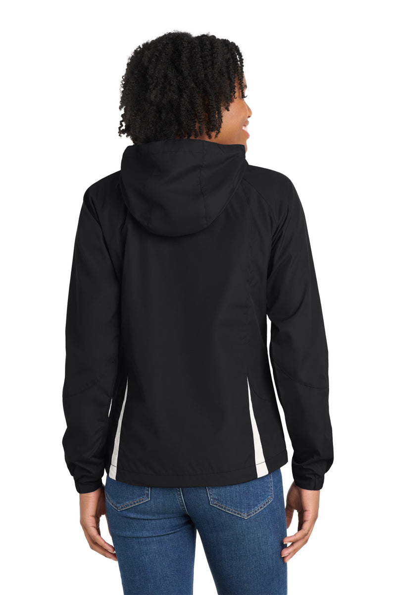 Load image into Gallery viewer, Sport-Tek Women&#39;s Colorblock Hooded Raglan Jacket. LST76
