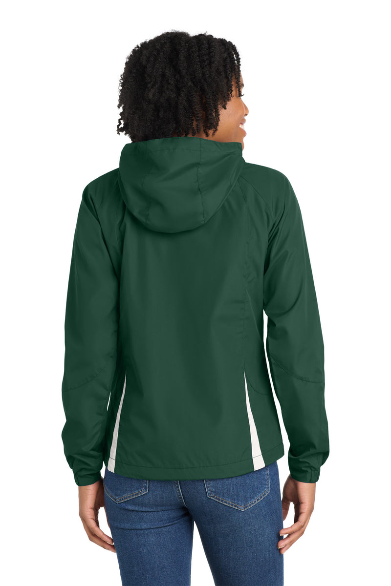 Load image into Gallery viewer, Sport-Tek Women&#39;s Colorblock Hooded Raglan Jacket. LST76
