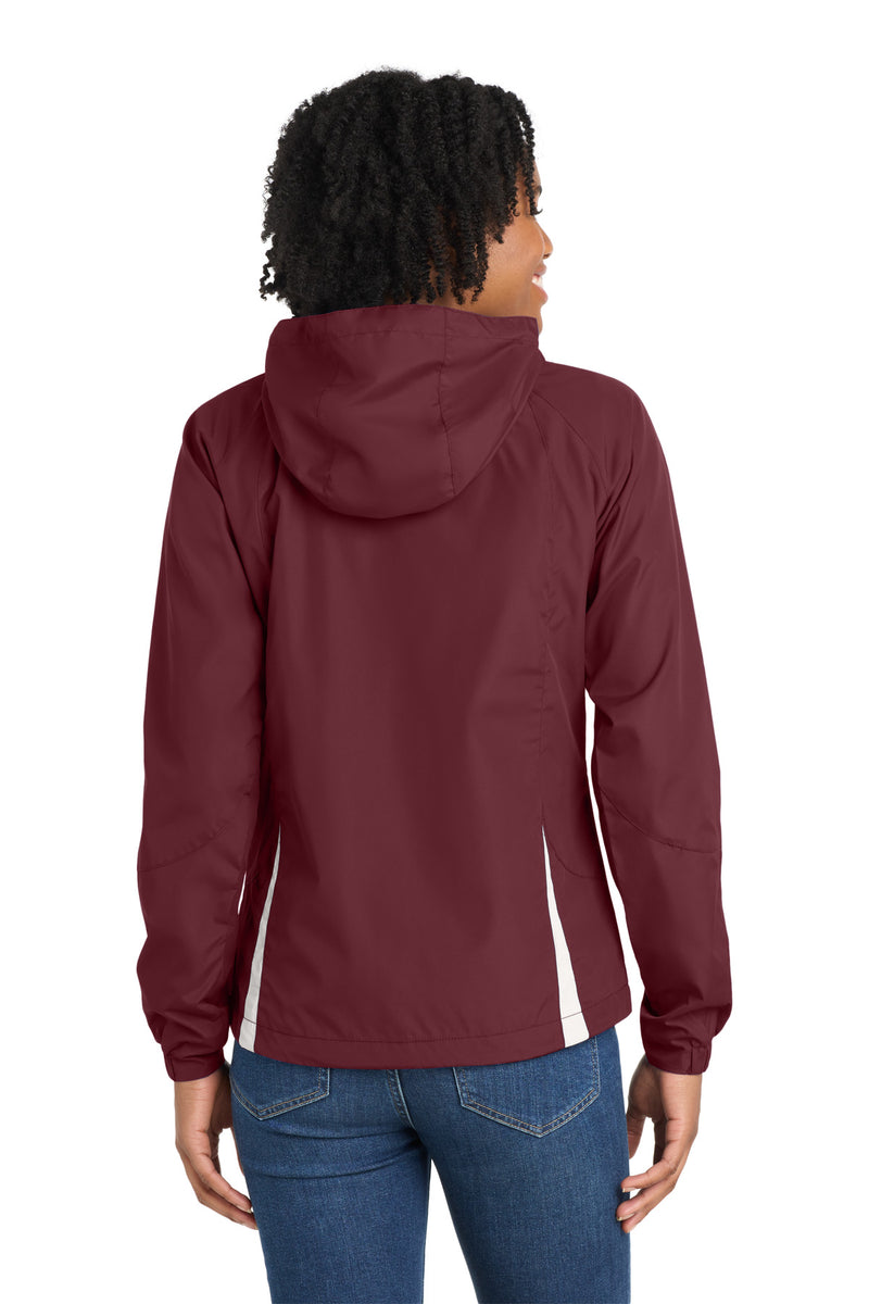 Load image into Gallery viewer, Sport-Tek Women&#39;s Colorblock Hooded Raglan Jacket. LST76
