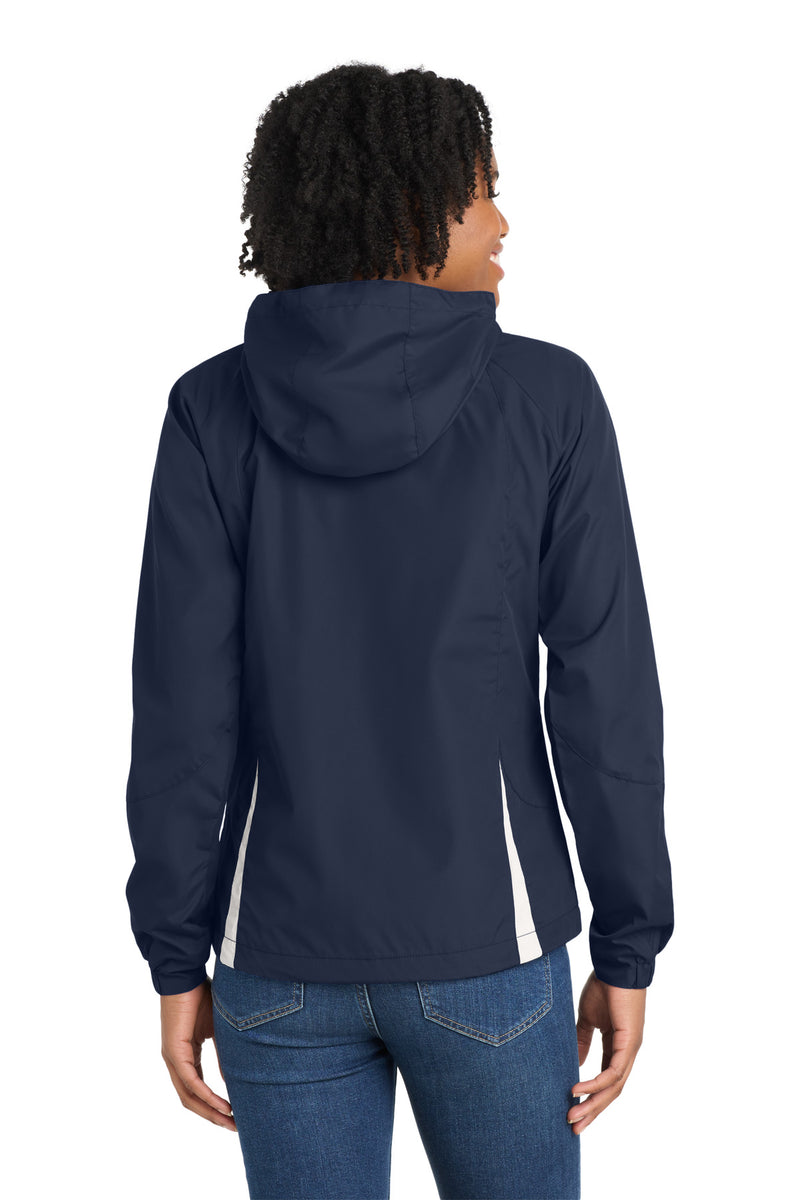 Load image into Gallery viewer, Sport-Tek Women&#39;s Colorblock Hooded Raglan Jacket. LST76
