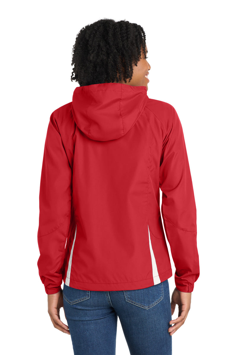 Load image into Gallery viewer, Sport-Tek Women&#39;s Colorblock Hooded Raglan Jacket. LST76
