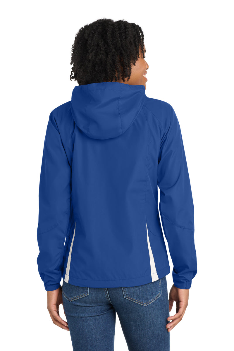 Load image into Gallery viewer, Sport-Tek Women&#39;s Colorblock Hooded Raglan Jacket. LST76
