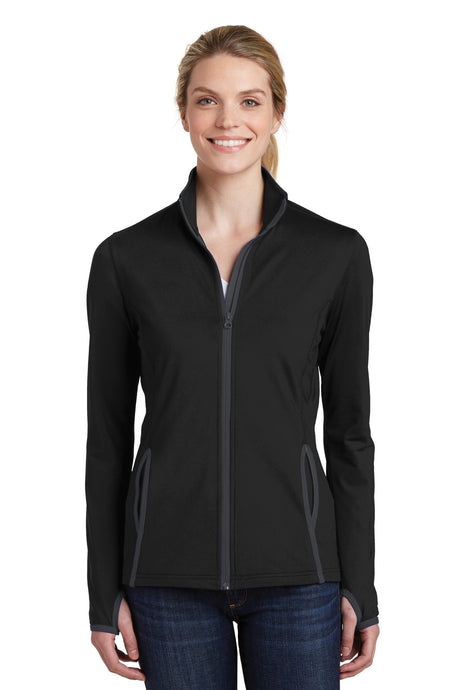Sport-Tek Women's Sport-Wick Stretch Contrast Full-Zip Jacket.  LST853