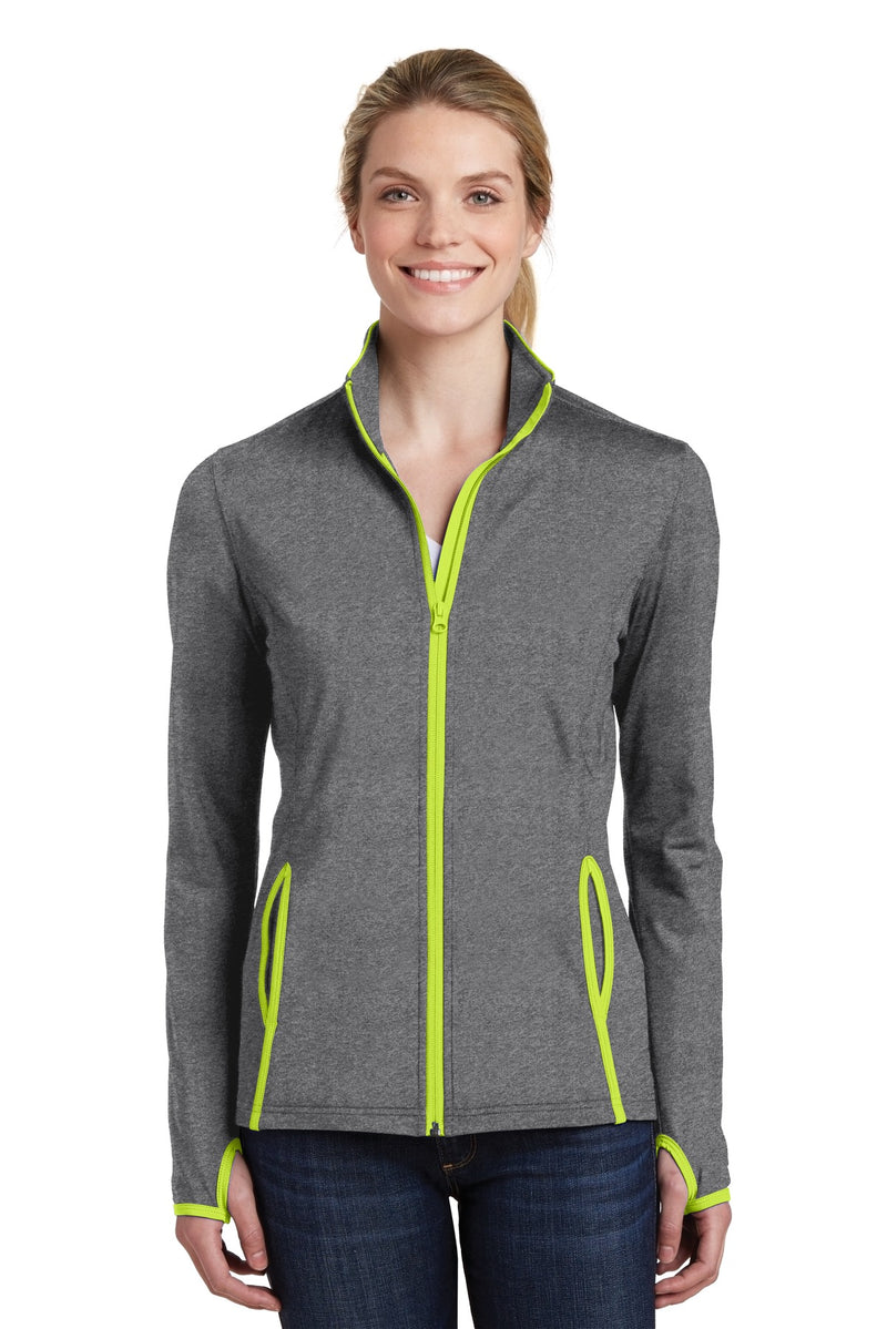 Load image into Gallery viewer, Sport-Tek Women&#39;s Sport-Wick Stretch Contrast Full-Zip Jacket.  LST853
