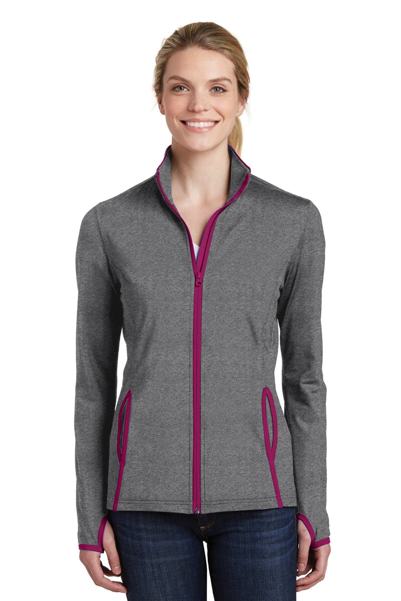 Load image into Gallery viewer, Sport-Tek Women&#39;s Sport-Wick Stretch Contrast Full-Zip Jacket.  LST853
