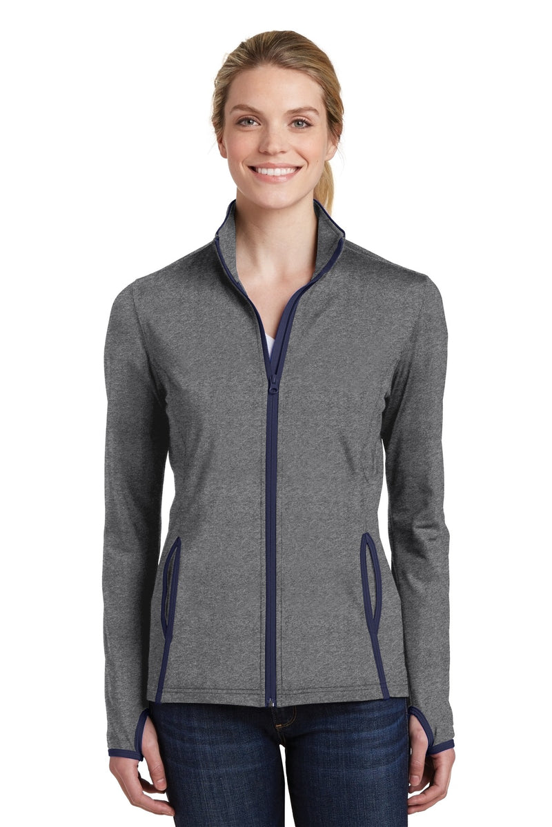 Load image into Gallery viewer, Sport-Tek Women&#39;s Sport-Wick Stretch Contrast Full-Zip Jacket.  LST853
