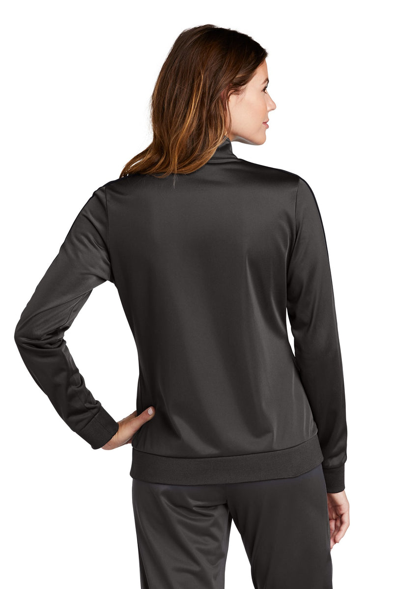 Load image into Gallery viewer, Sport-Tek  Ladies Tricot Sleeve Stripe Track Jacket. LST94
