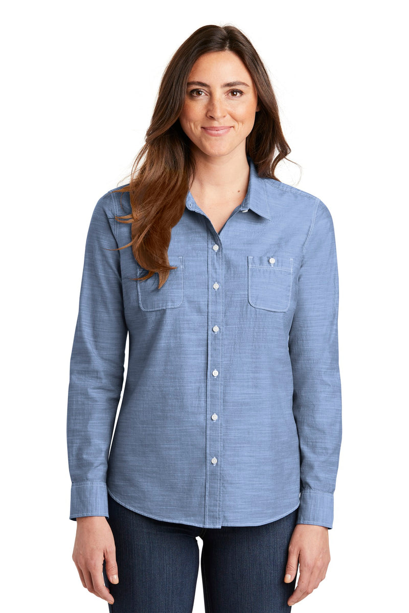 Load image into Gallery viewer, Port Authority Women&#39;s Slub Chambray Shirt. LW380
