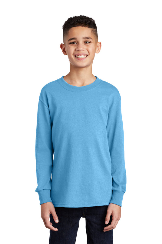 Port & Co Youth Long Sleeve Core Cotton Tee. PC54YLS