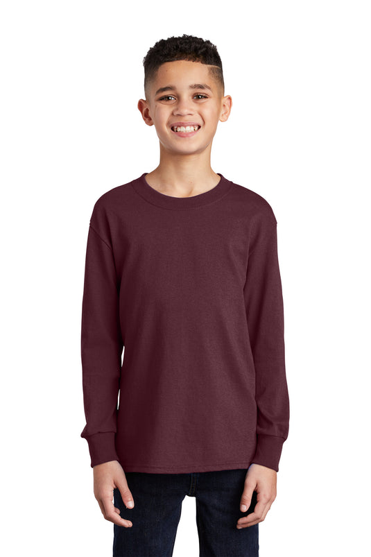 Port & Co Youth Long Sleeve Core Cotton Tee. PC54YLS