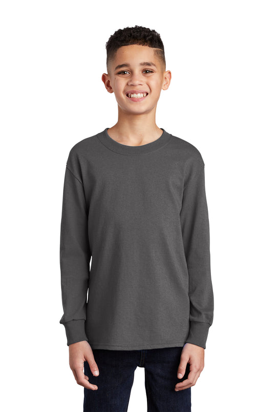Port & Co Youth Long Sleeve Core Cotton Tee. PC54YLS