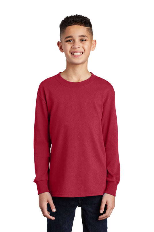 Port & Co Youth Long Sleeve Core Cotton Tee. PC54YLS