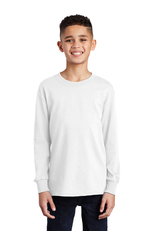 Port & Co Youth Long Sleeve Core Cotton Tee. PC54YLS