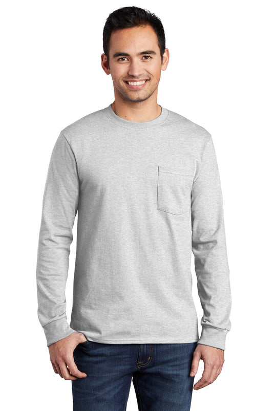 Port & Co Tall Long Sleeve Essential Pocket Tee. PC61LSPT